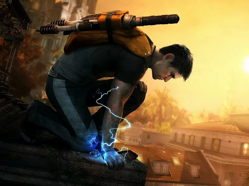 игра, крыша, электричество, game, infamous 2