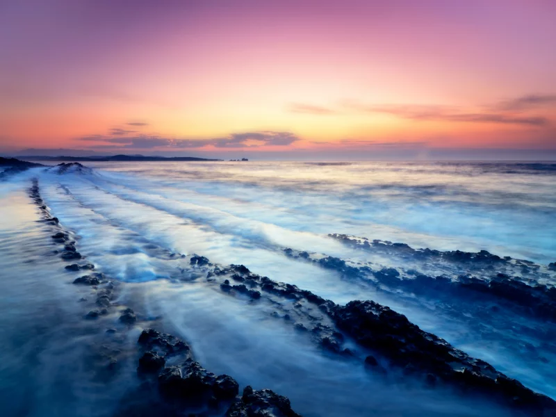 закат, камни, море