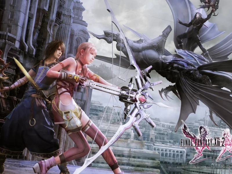 клинок, noel, сэра, ffxiii-2, final fantasy xiii-2, serah, меч, лук, оружие, ноэль