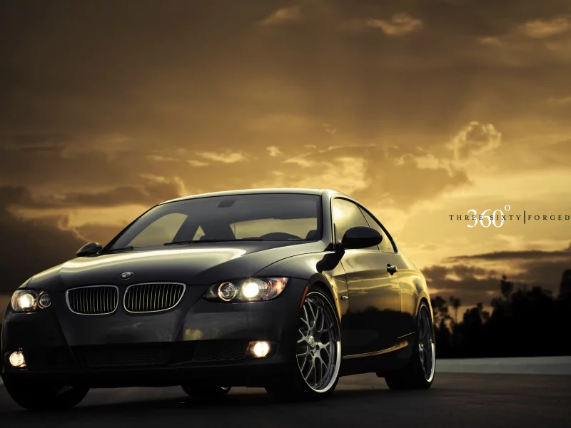 black, m3, чёрный, передняя часть, 335i, бмв, 360 three sixty forged, закат, bmw