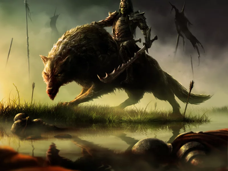 орк, orc rider, волк, воин, верхом