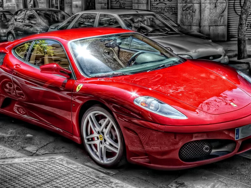 дорога, ferrari, красный