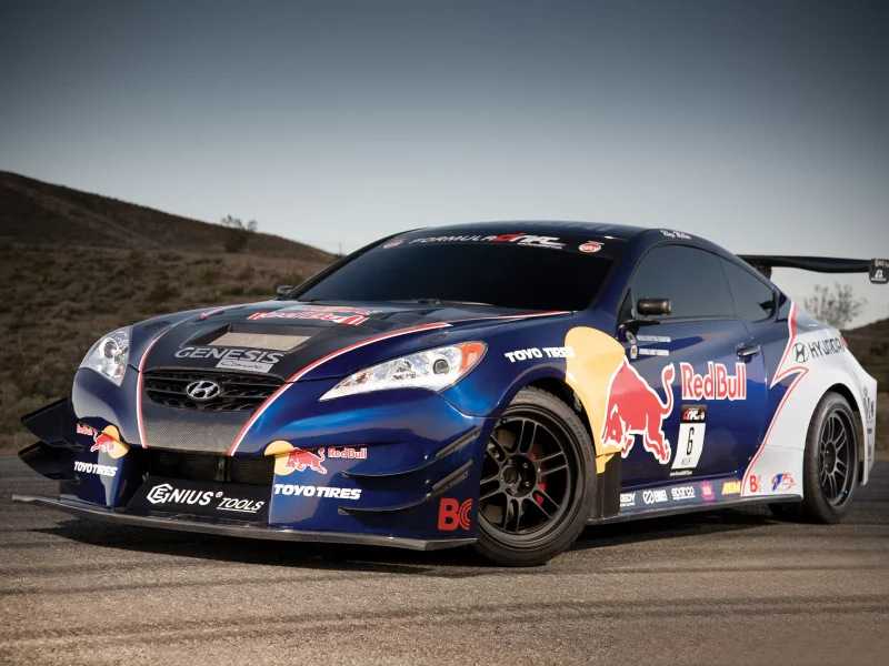 red bull, спортивный авто, синий, hyundai, genesis