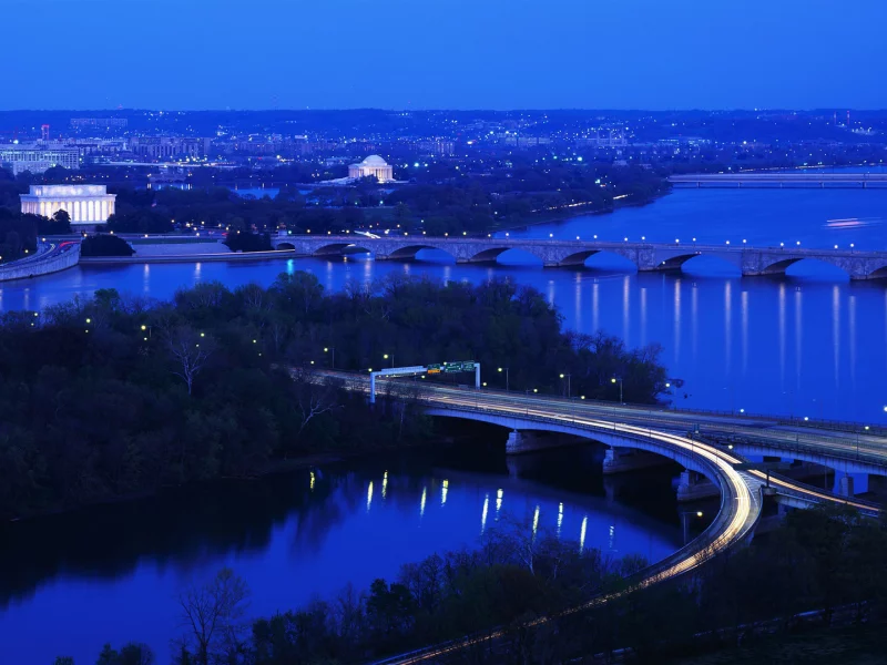 пейзаж, природа, мост, вечер