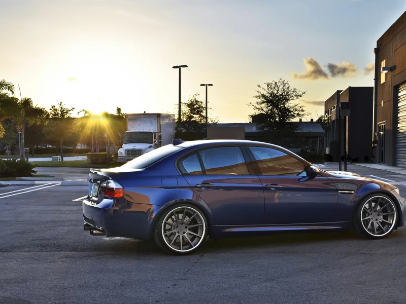 закат, небо, bmw m3 e90