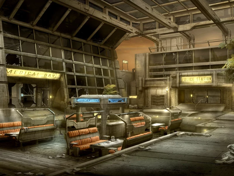 дерево, арт, extraction, dead space, разруха, здания, город