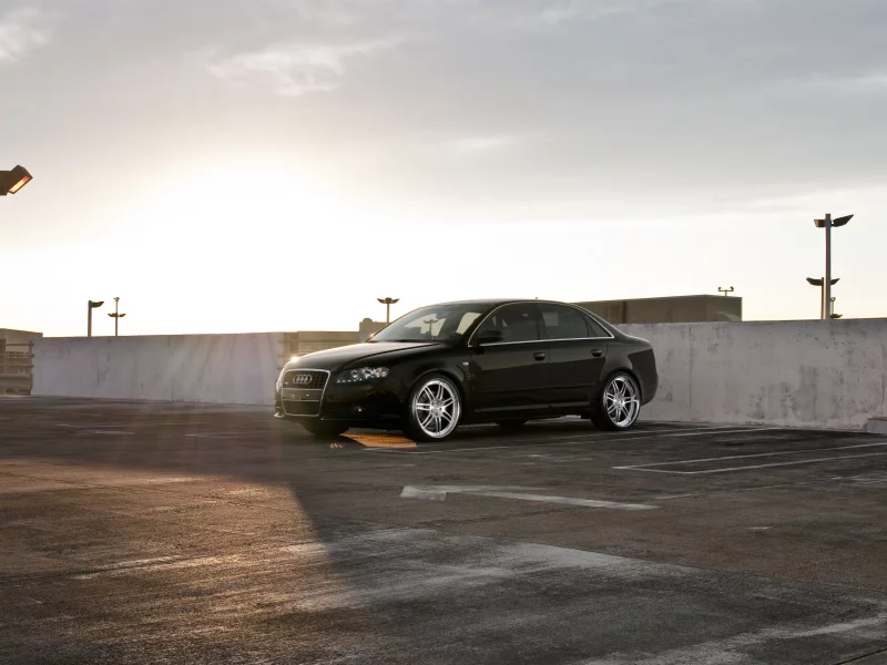 небо, чёрная, блик, audi, black, парковка, ауди, солнце, a4