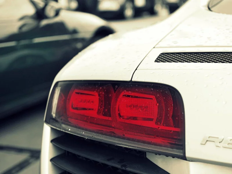 дождь, белая, audi r8, фара