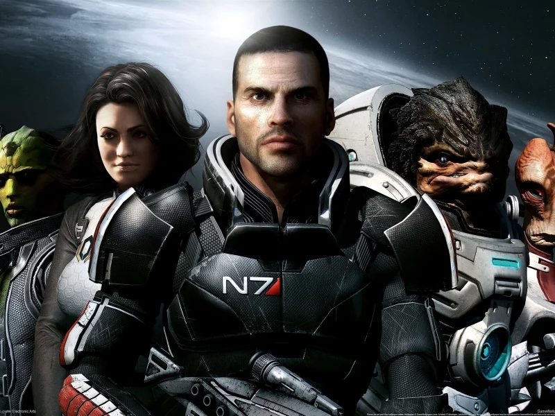 команда, mass effect 2, космос, оружие, captain shepard