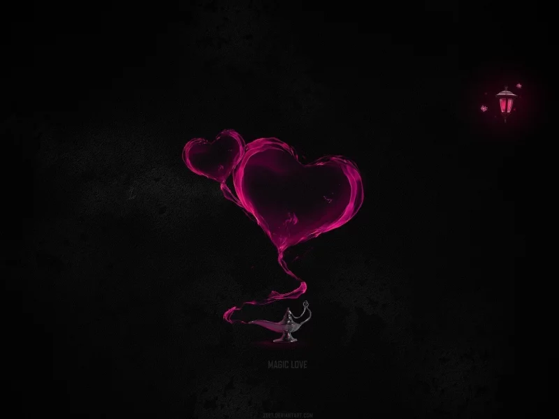 magic love, темнота, фонарик, сердца