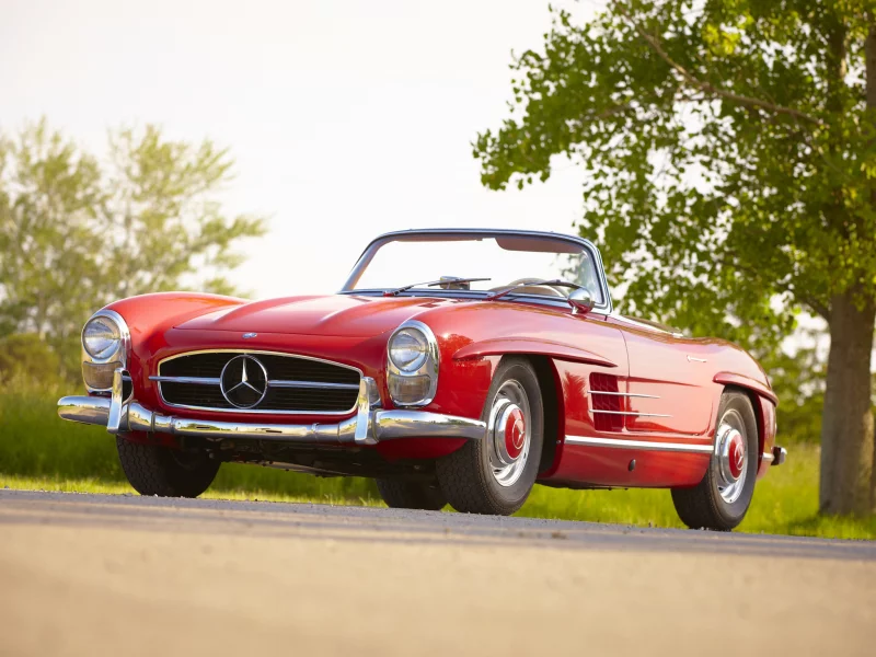 красный, us-spec, mercedes, 300sl, мерседес, ретро