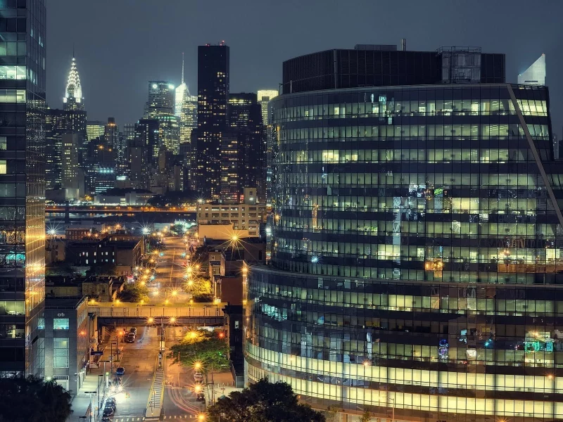 night, long island city, usa, new york city, огни, manhattan, ночь, queens, нью-йорк, nyc