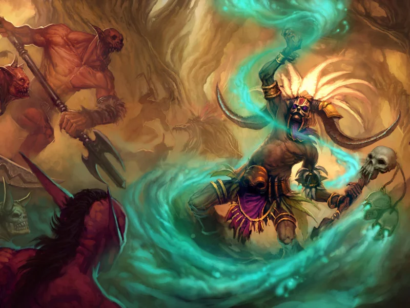 маска, шаман, монстры, меч, witch doctor, diablo 3, магия, посох