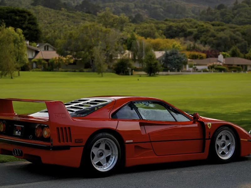 ferrari, f40, стоит на природе