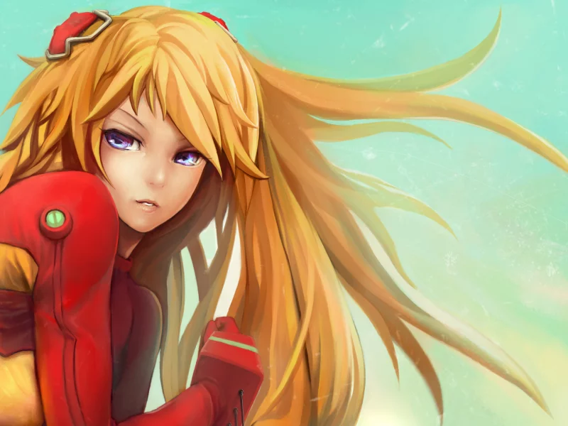 волосы, neon genesis evangelion, soryu asuka langley, девушка, рисунок