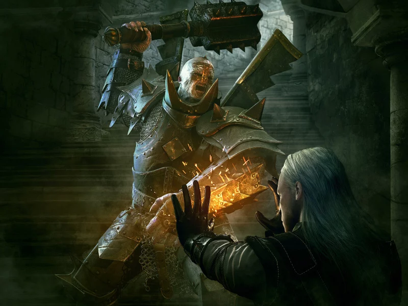 магия, геральд, ступени, булава, латы, ведьмак 2, подземелье, воин, the witcher 2, доспехи, assassins of kings
