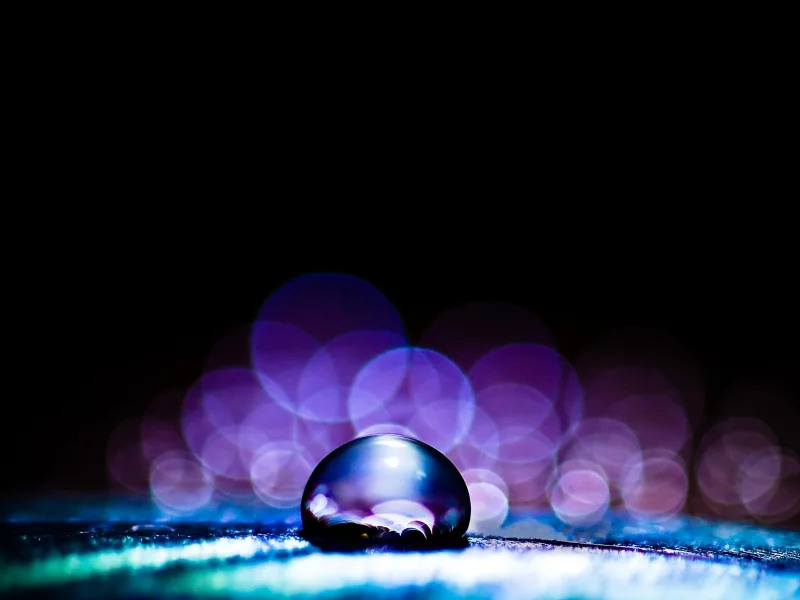 блики, темнота, макро, фокус, цвета, капля, bokeh, macro, лист