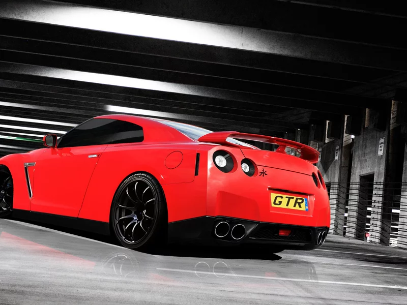 красный, gt-r, nissan