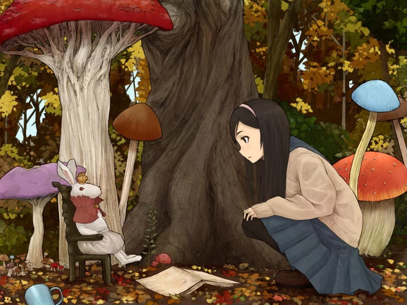 алиса встране чудес, alice in wonderland, грибы, кролик
