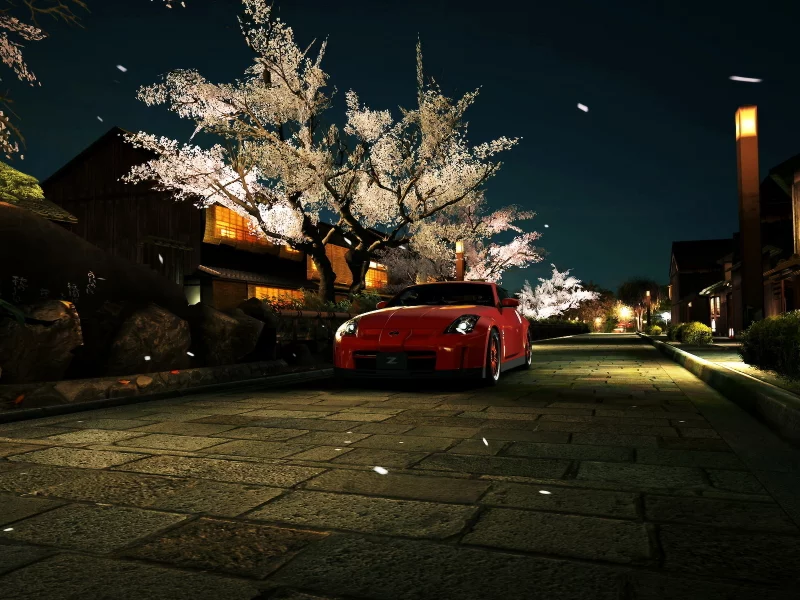 ночь, япония, 350z