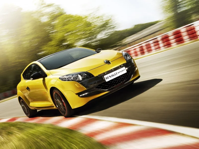 жёлтый, размытие, скорость, megane rs, renault