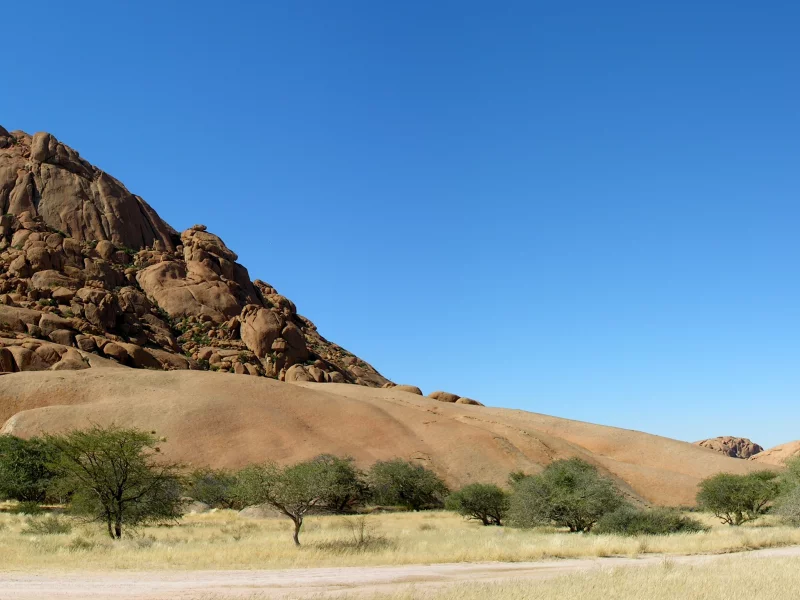 фото, панорама, namibia, гора, пустыня, деревья, африка, песок, скалы, саванна, africa, намибия, небо, пейзаж