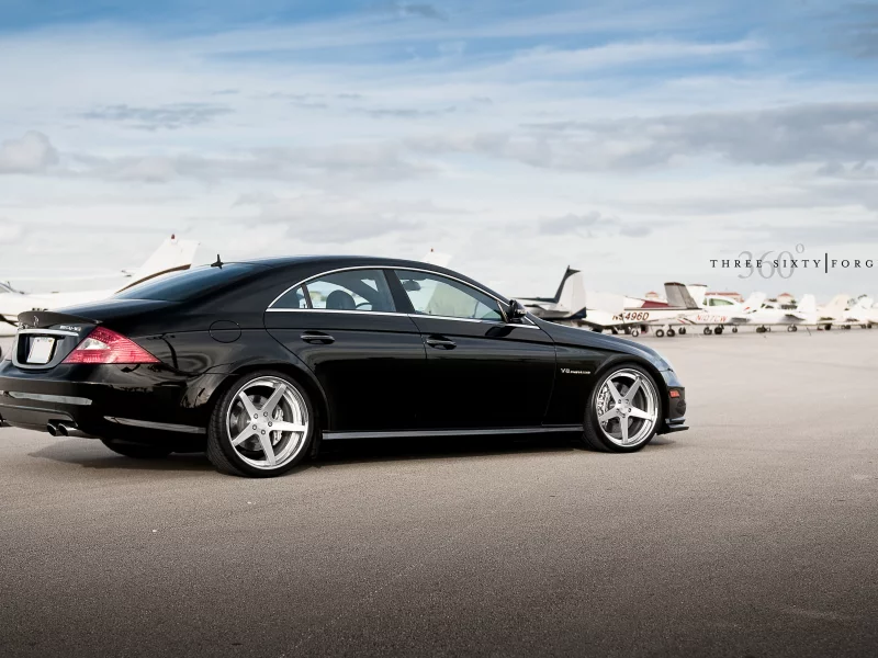 самолёты, mercedes-benz, c219, black, 360 three sixty forged, мерседес, amg, v8, задняя часть, cls-klasse, чёрный