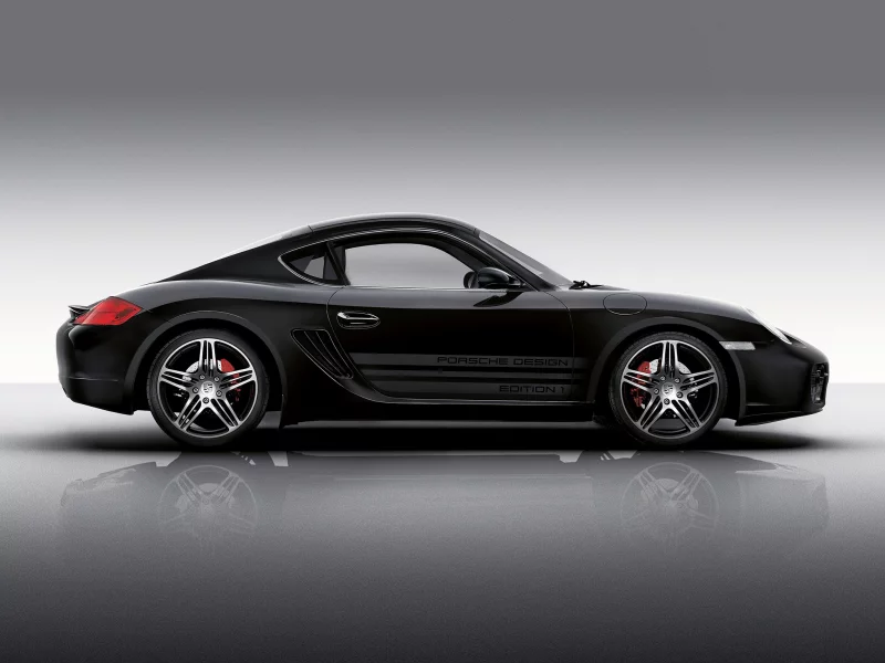 авто, cayman, чёрный, porsche, тюнинг, отражение