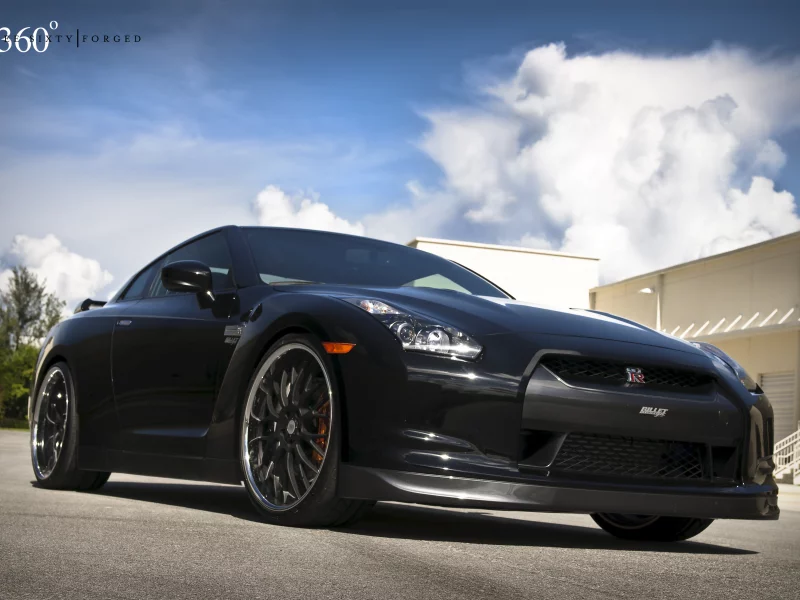 gt-r, nissan, чёрный, black, ниссан, 360 three sixty forged, передняя часть
