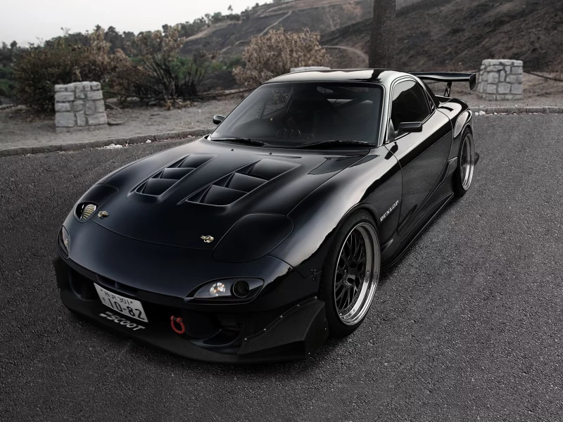 тюнинг, чёрная, рисованая, mazda, rx7