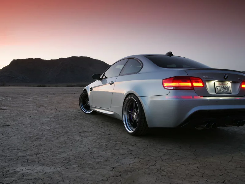 bmw, закат, пустыня