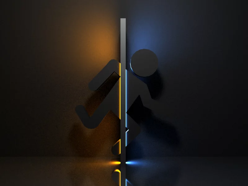 portal, человек, портал, стена