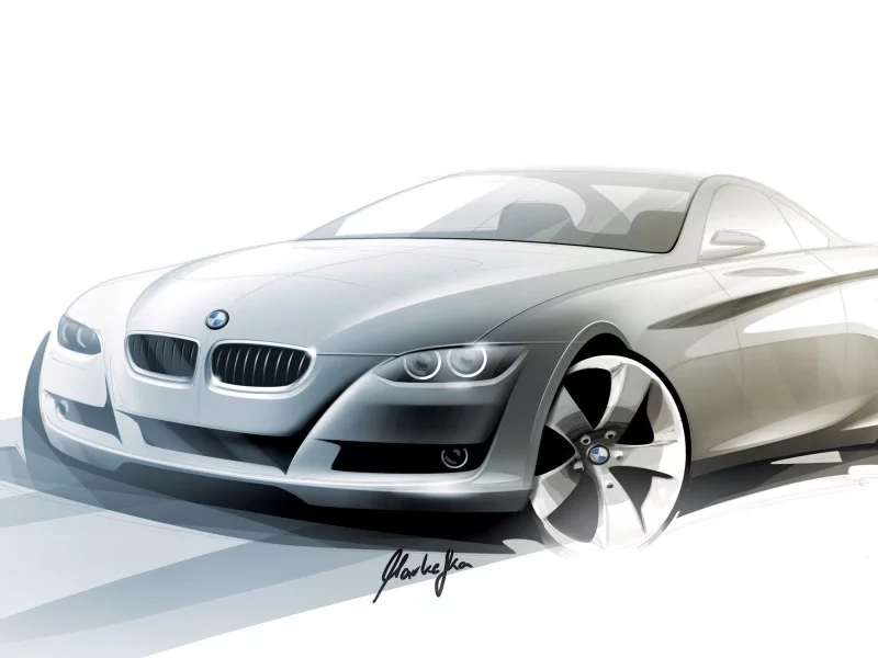 рисунок, bmw, белый
