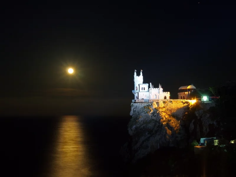луна, ночь, ласточкино, гнездо, крым