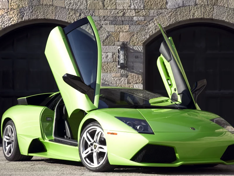 мурселаго, ламборджини, lamborghini, murcielago, lp640, green, ламбо двери, открытые двери, зелёный