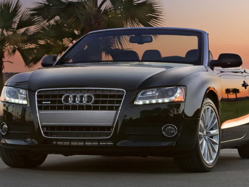 audi a5, кабриолет, пальмы, закат