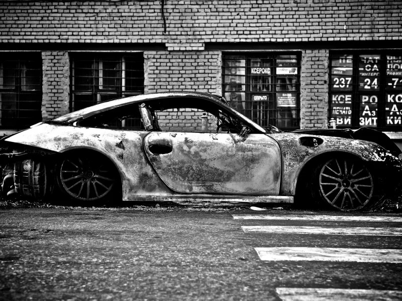 порше, пожар, porsche, fire, 911