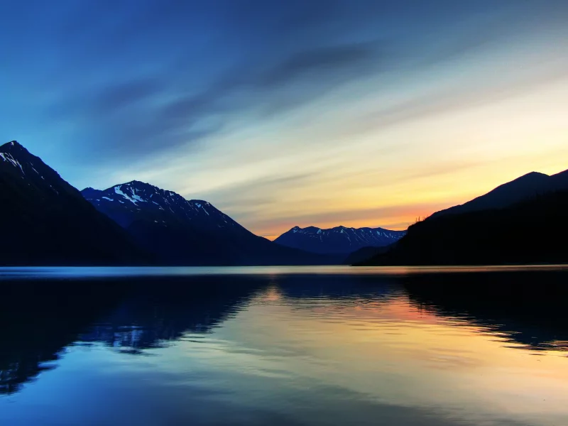 закат, гладь, озеро, glacier bay