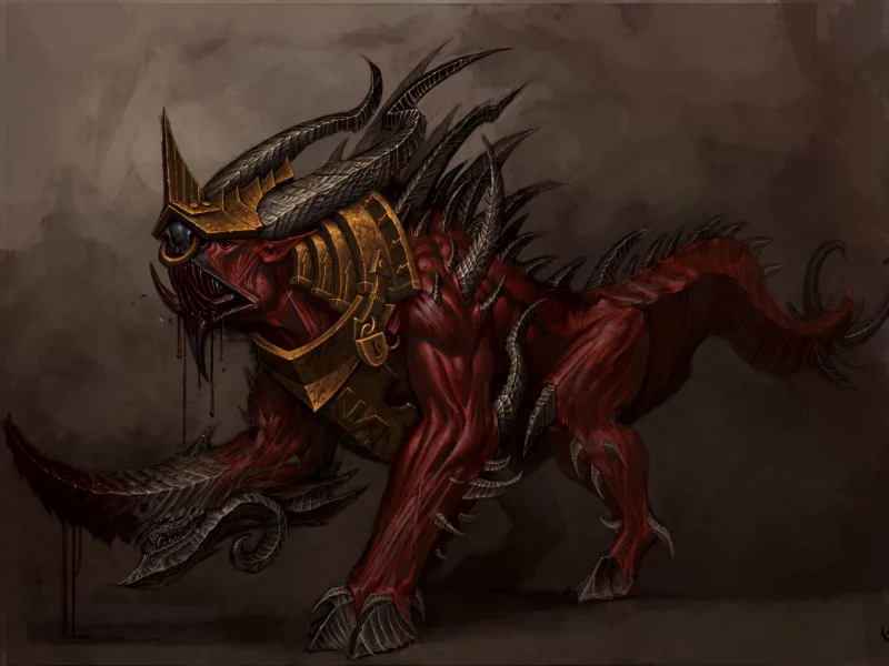 копыта, warhammer, замок, монстр, шипы, ошейник, наросты