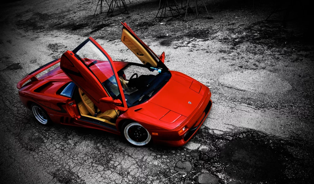 diablo, red, lamborghini