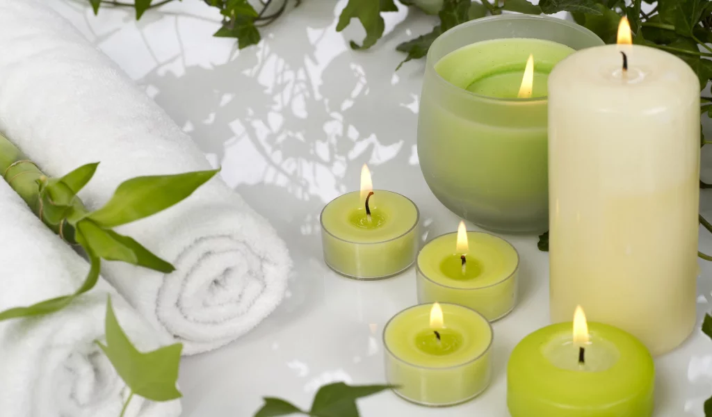 свечи, spa, релаксация, зеленое