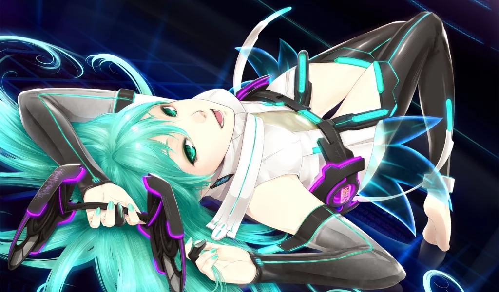 аниме, синие волосы, hatsune miku, вокалоид