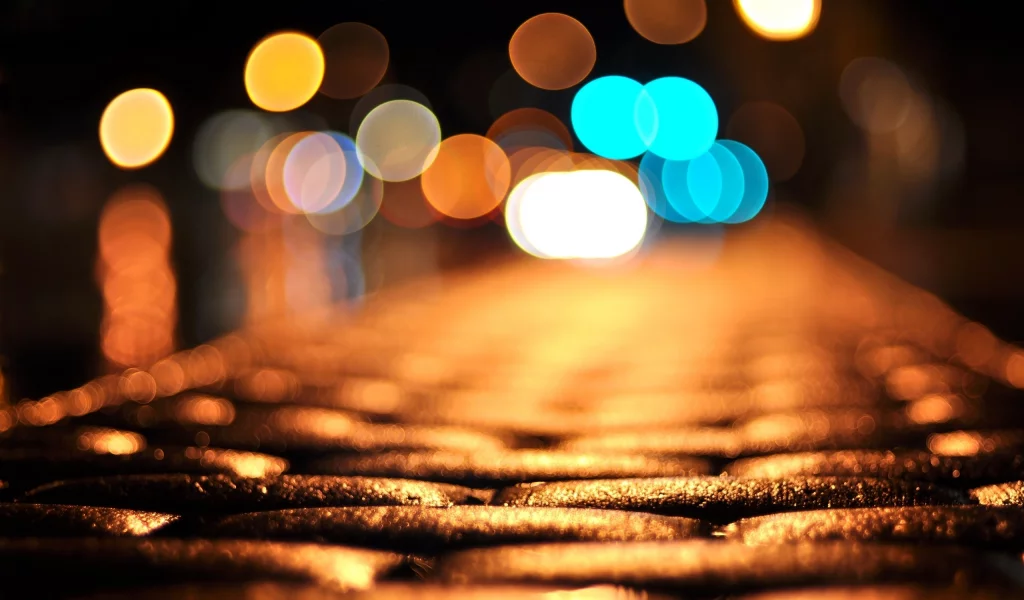 bokeh, огни, мостовая