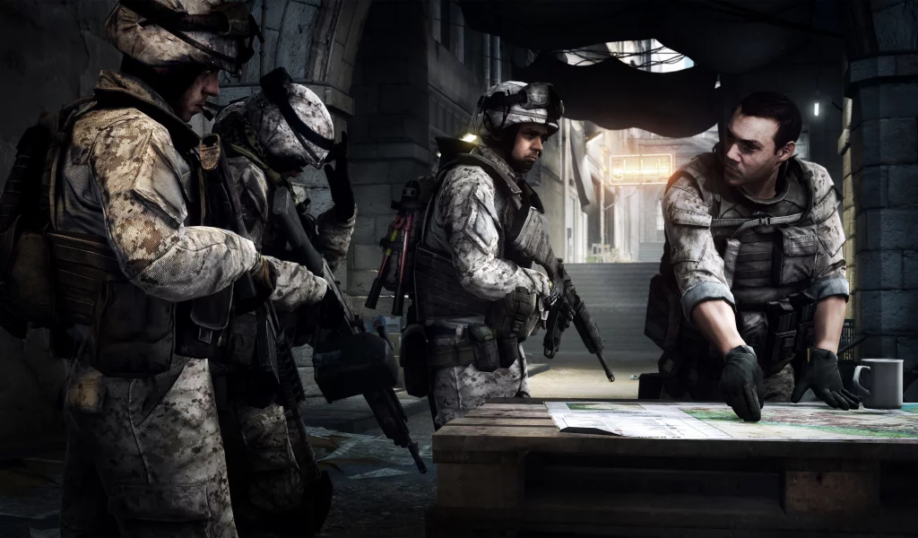 отряд, карта, поле сражений, gamewallpapers, бойцы, командир, ea, инструктаж, battlefield 3, солдаты