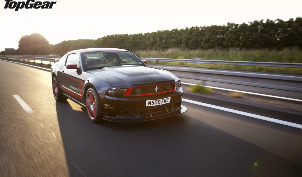 mustang, ford, muscle car, высшая передача, передок, top gear, тень, самая лучшая телепередача, boss 302, закат, laguna seca, автострада, топ гир, мускул кар