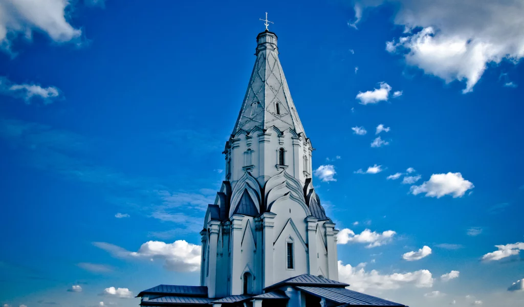 коломна, небо, облака, сад, парк, церковь