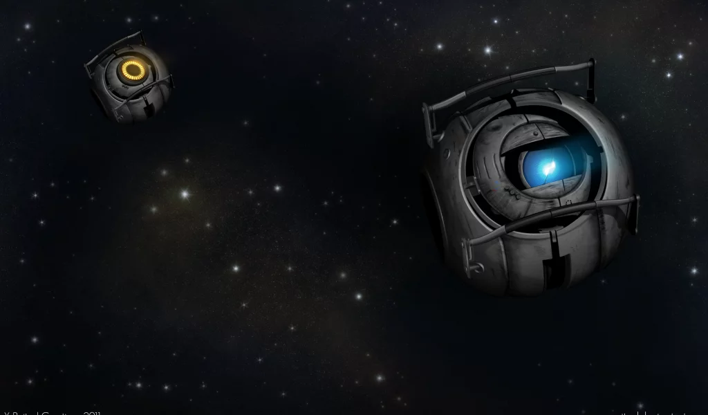 portal 2, космос, звезды, робот, уитли