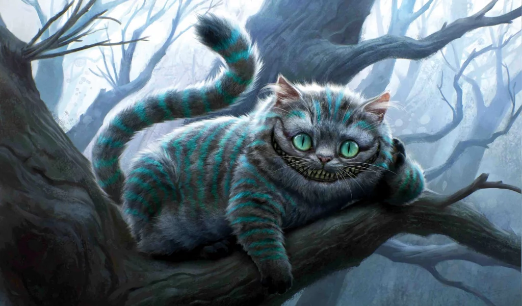 чеширский кот, лес, улыбка