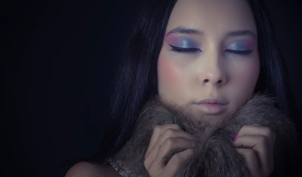 макияж, тёмные, девушка, тени, make up, яркий, волосы, girl, мех
