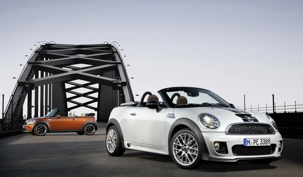 автомобиль, mini, родстер, мини, на мосту, roadster